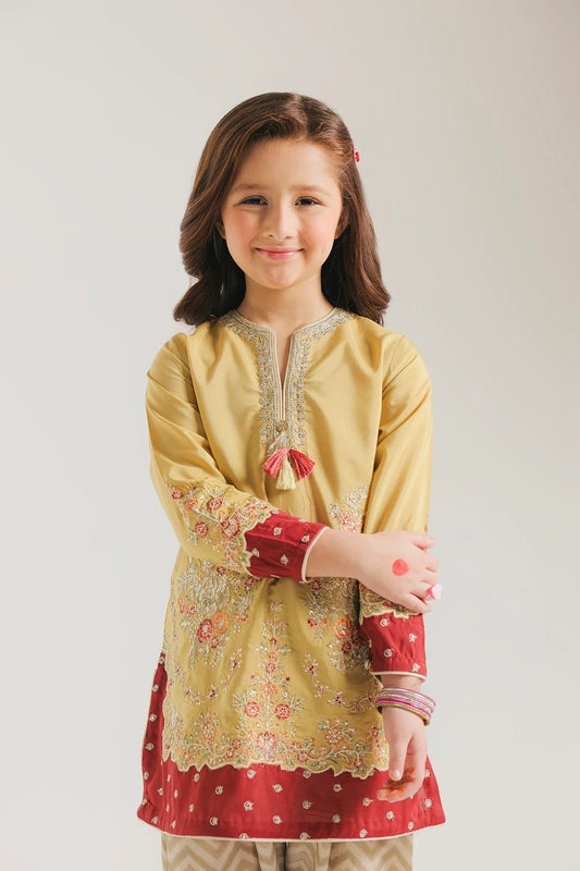 ETHNC Kids Embriodered suit-PALE YELLOW  (E0945404114)