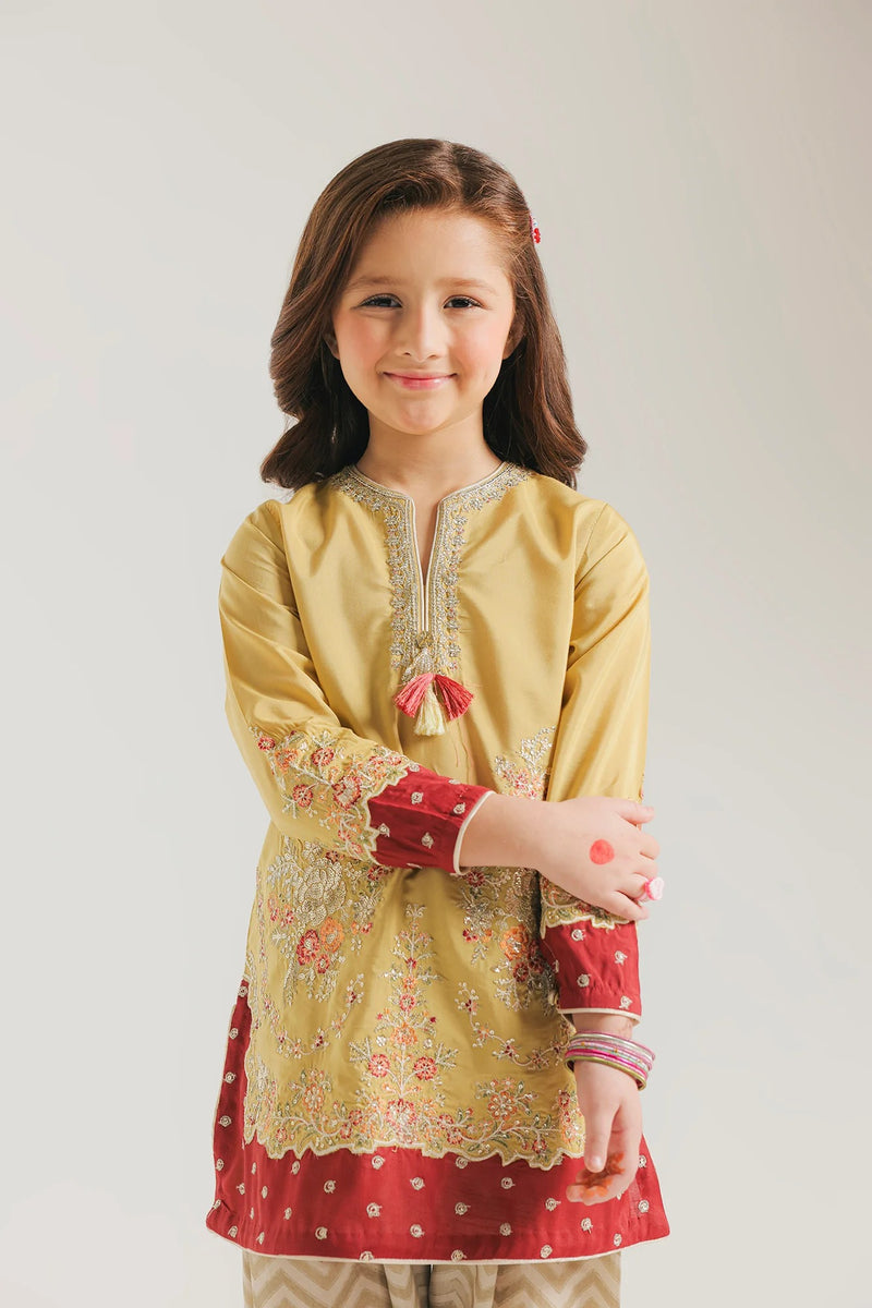 ETHNC Kids Embriodered suit-PALE YELLOW  (E0945404114)