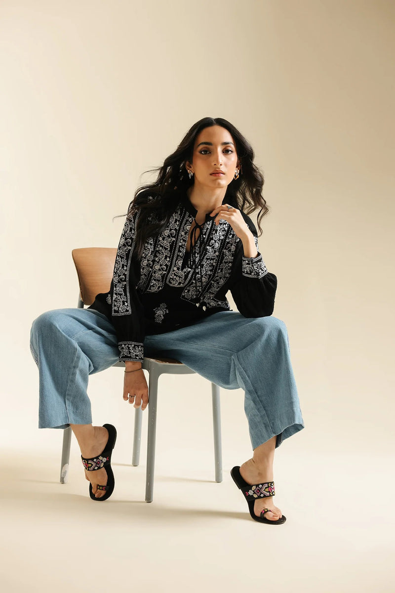 ETHNC Embroidered  Kurti - JET BLACK | S3E0447/119/902