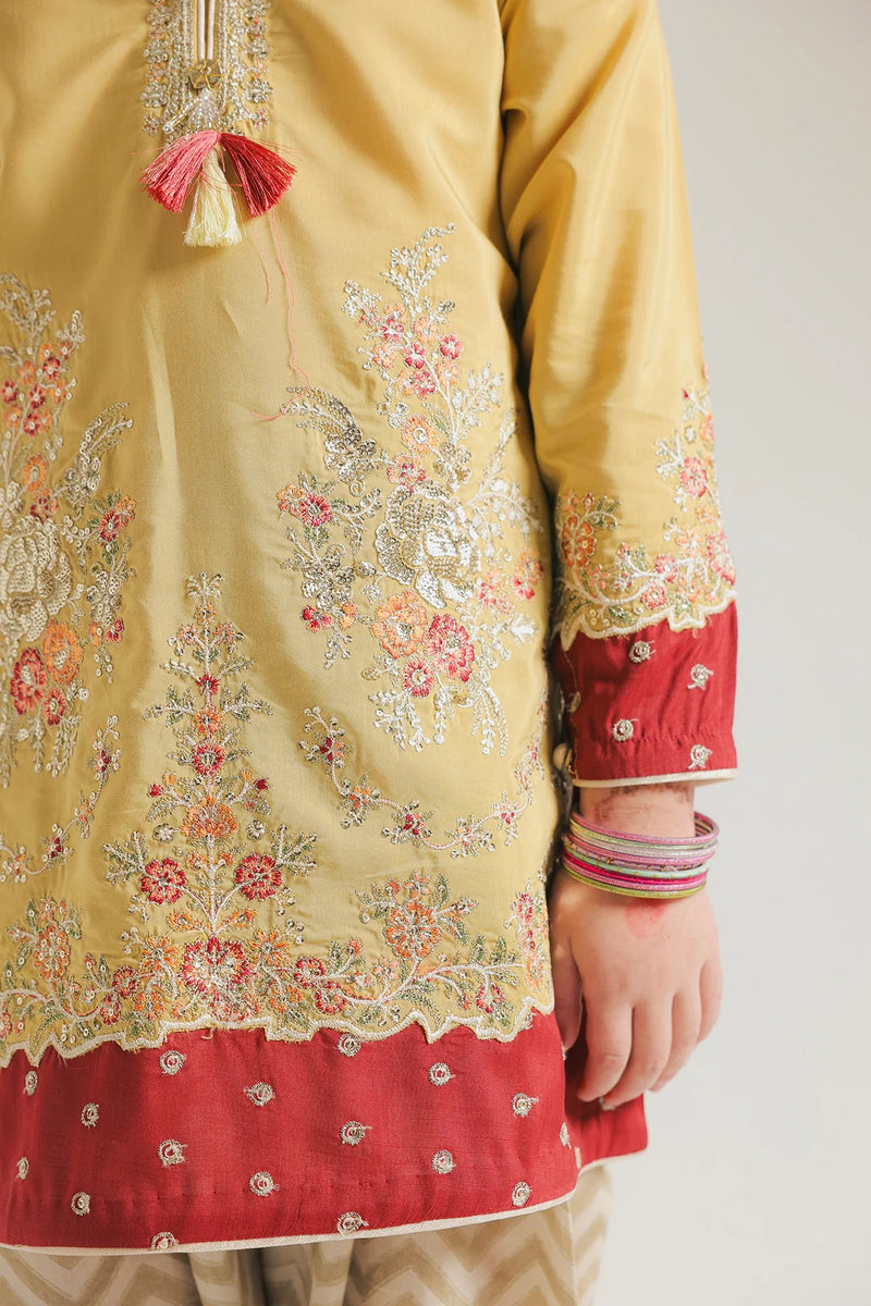 ETHNC Kids Embriodered suit-PALE YELLOW  (E0945404114)