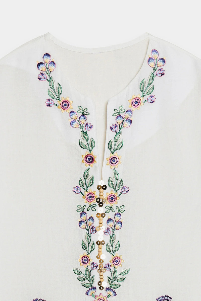 ETHNC Boho Chic Embroidered Kurti White (S3E0541/119/001)