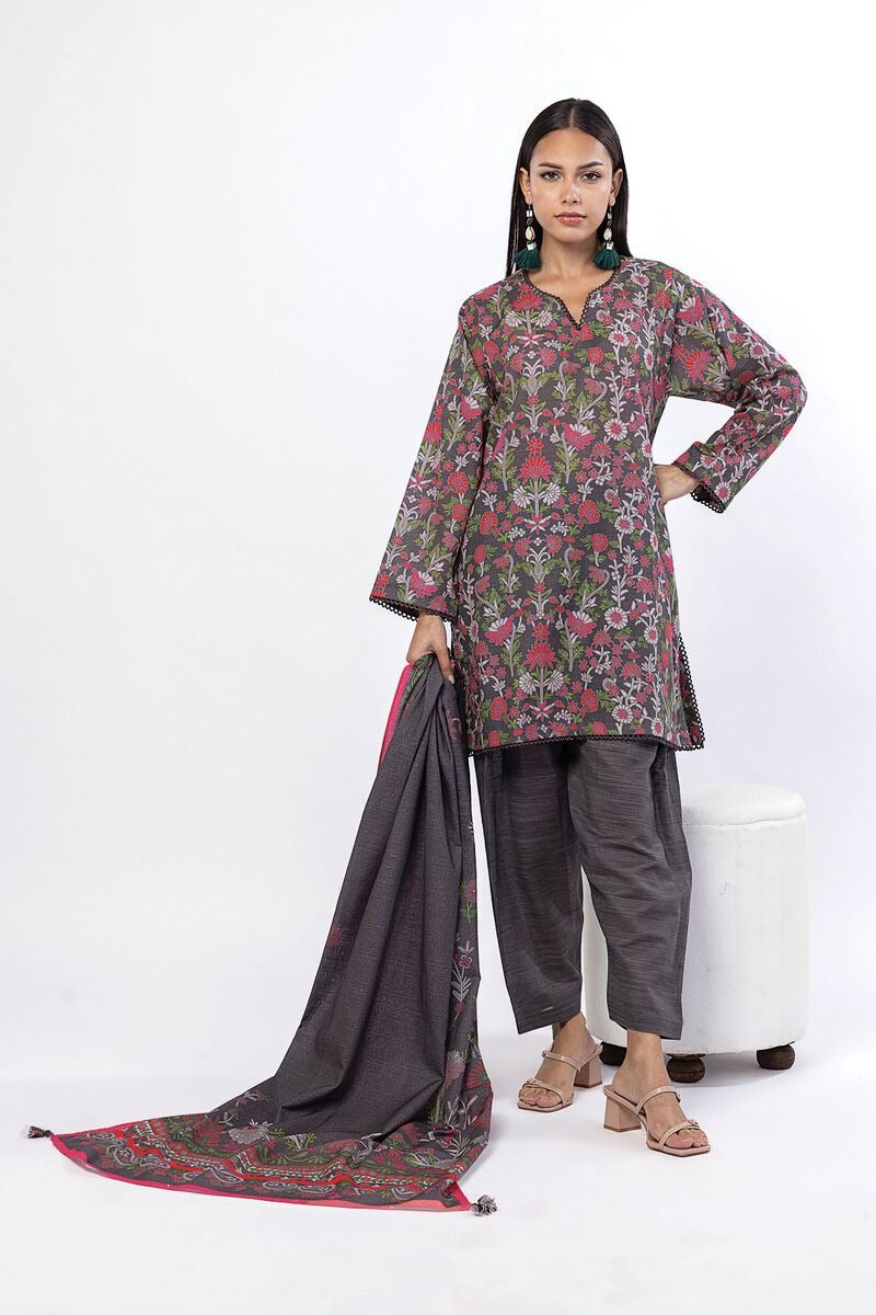 KHAADI - Printed Khaddar Fabrics 3 Piece -KW34A