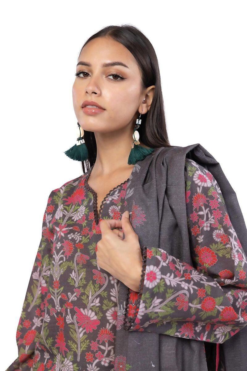 KHAADI - Printed Khaddar Fabrics 3 Piece -KW34A
