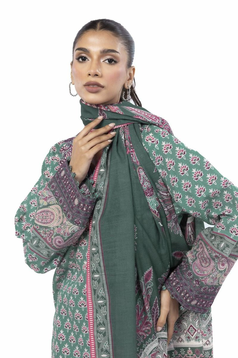 KHAADI-Embroidered | Slub Cotton Fabrics 3 Piece-LKW76B