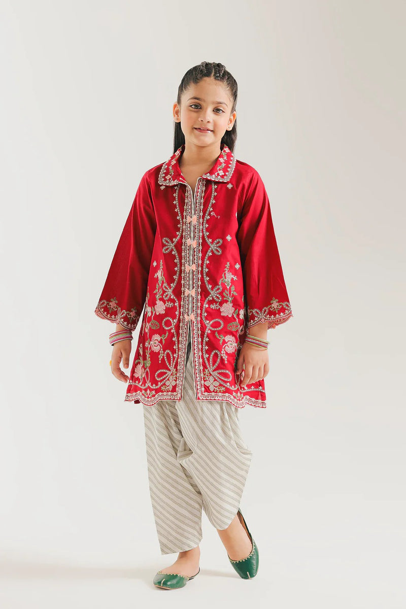 ETHNC Kids Embroidered Suit- BRICK RED | E1001/404/305