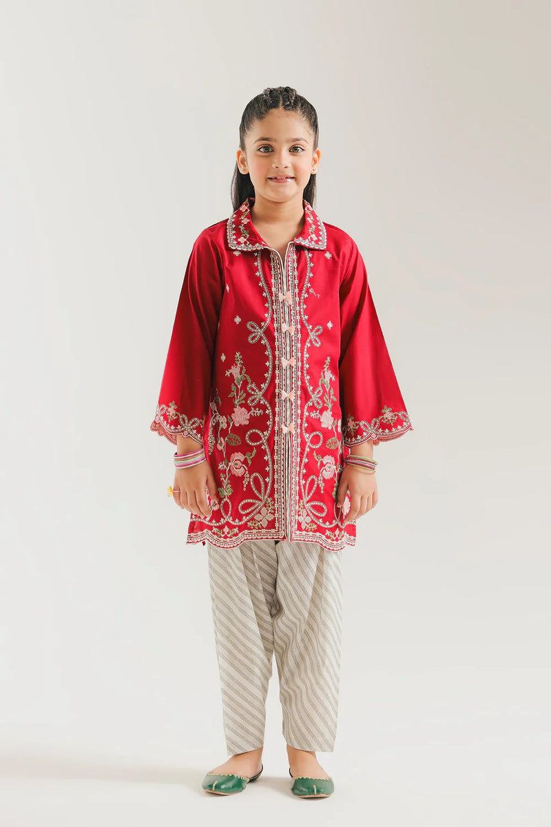ETHNC Kids Embroidered Suit- BRICK RED | E1001/404/305