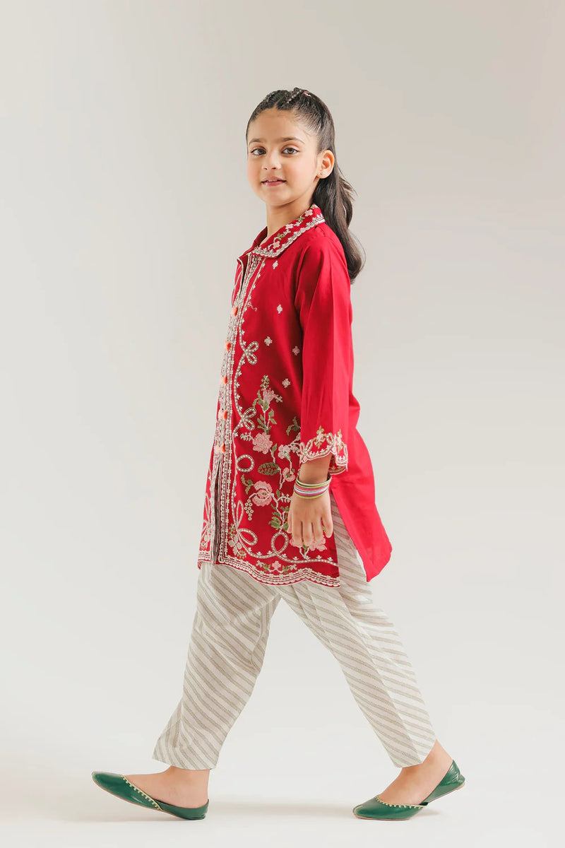 ETHNC Kids Embroidered Suit- BRICK RED | E1001/404/305