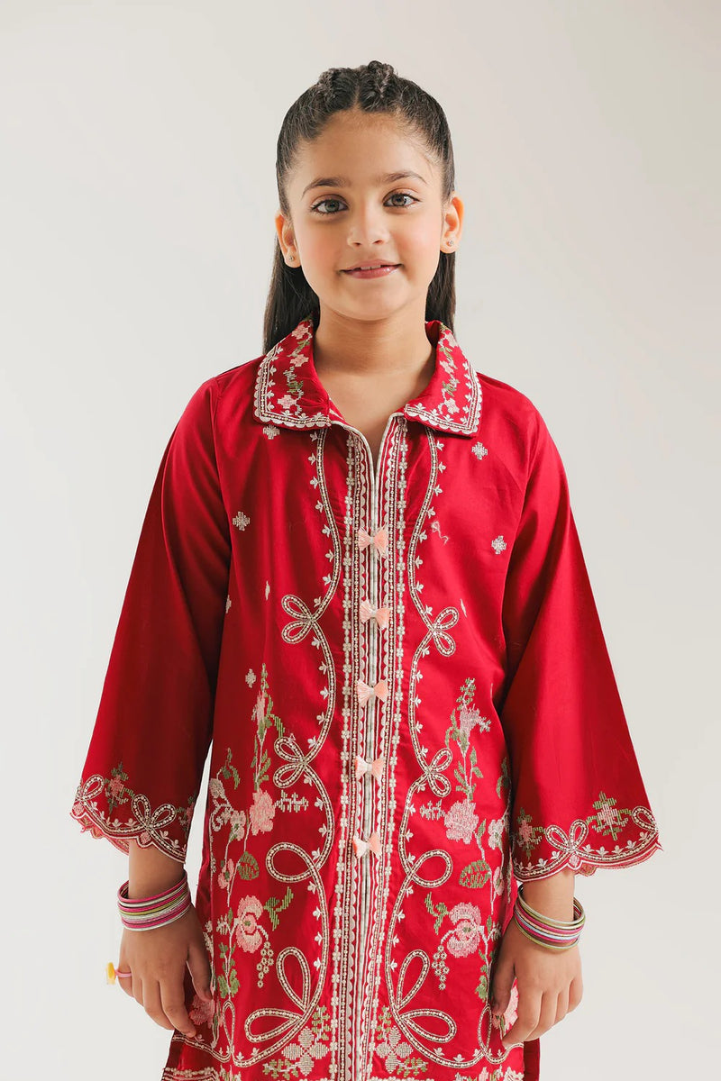 ETHNC Kids Embroidered Suit- BRICK RED | E1001/404/305
