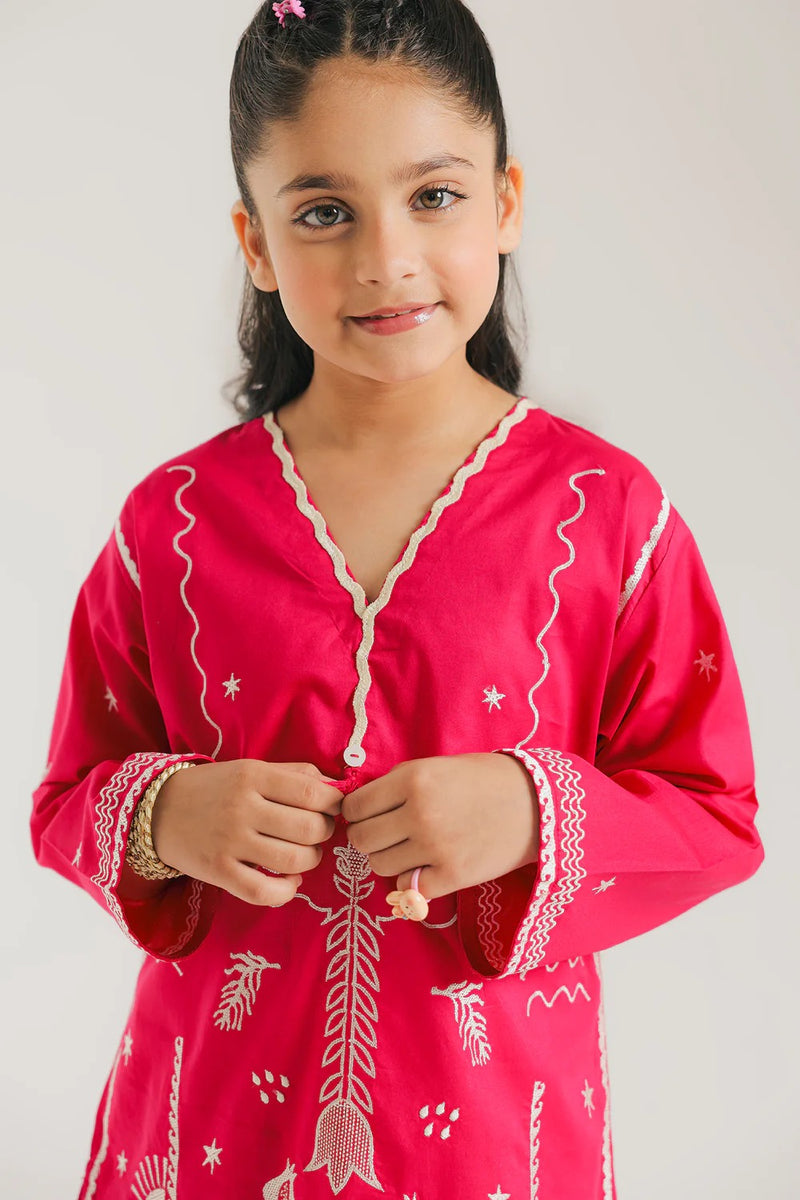 ETHNC Kids Embroidered Suit - BARBIE PINK | E1585/402/406