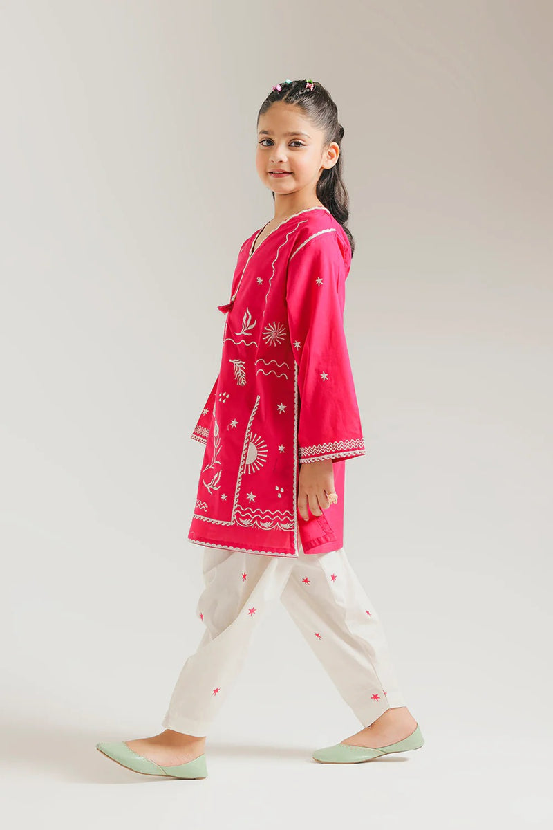 ETHNC Kids Embroidered Suit - BARBIE PINK | E1585/402/406