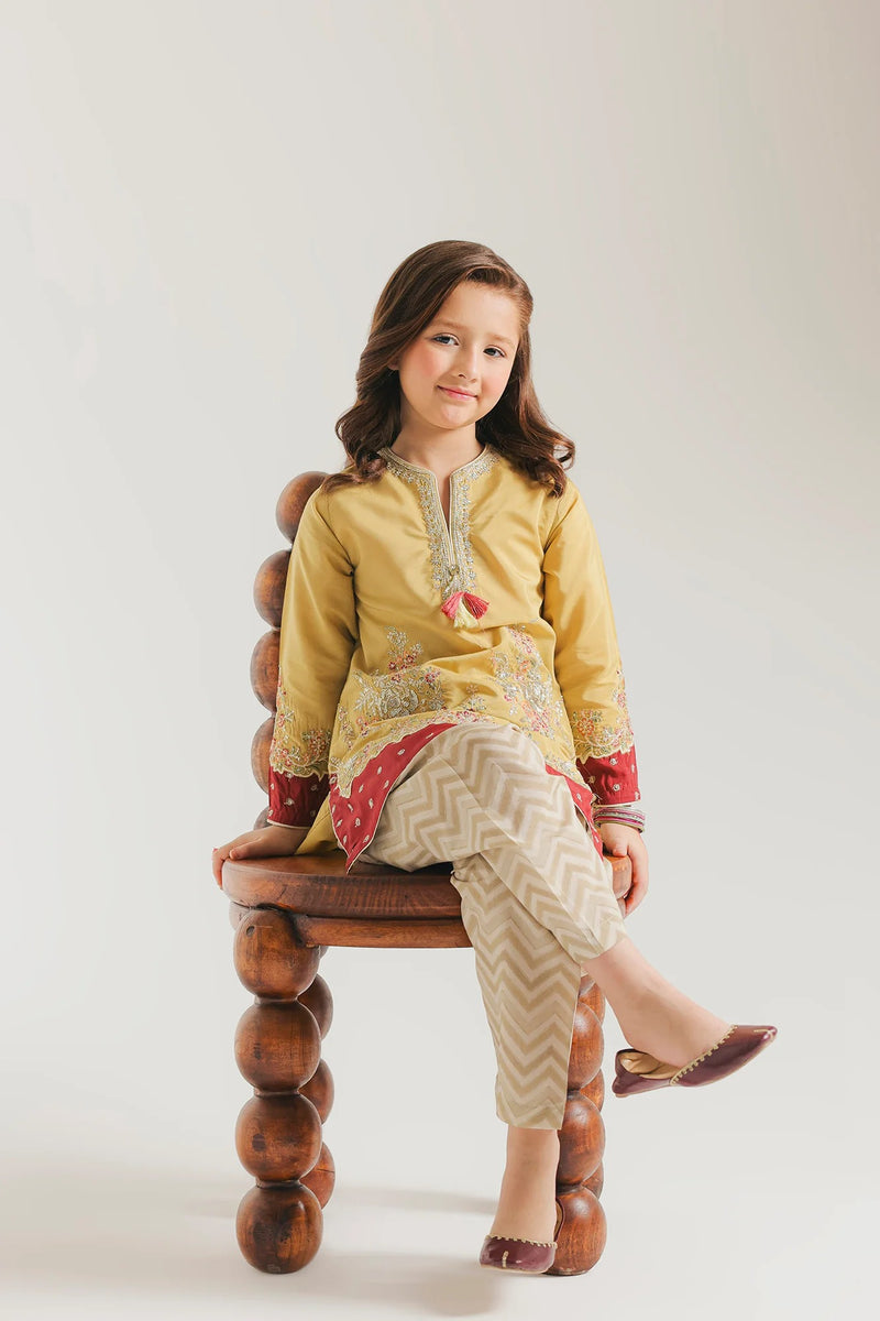 ETHNC Kids Embriodered suit-PALE YELLOW  (E0945404114)