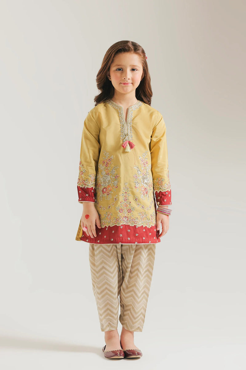 ETHNC Kids Embriodered suit-PALE YELLOW  (E0945404114)