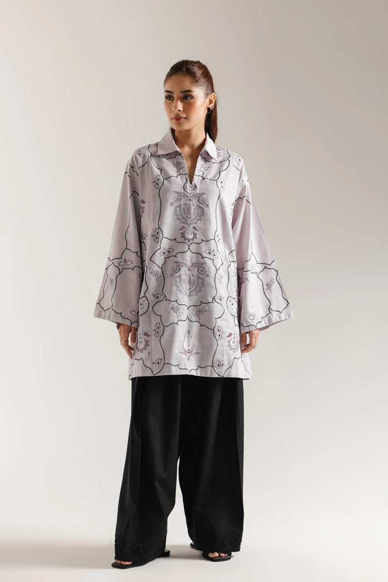 ETHNC Embroidered Casual Shirt – Light Grey - E7219/102/914