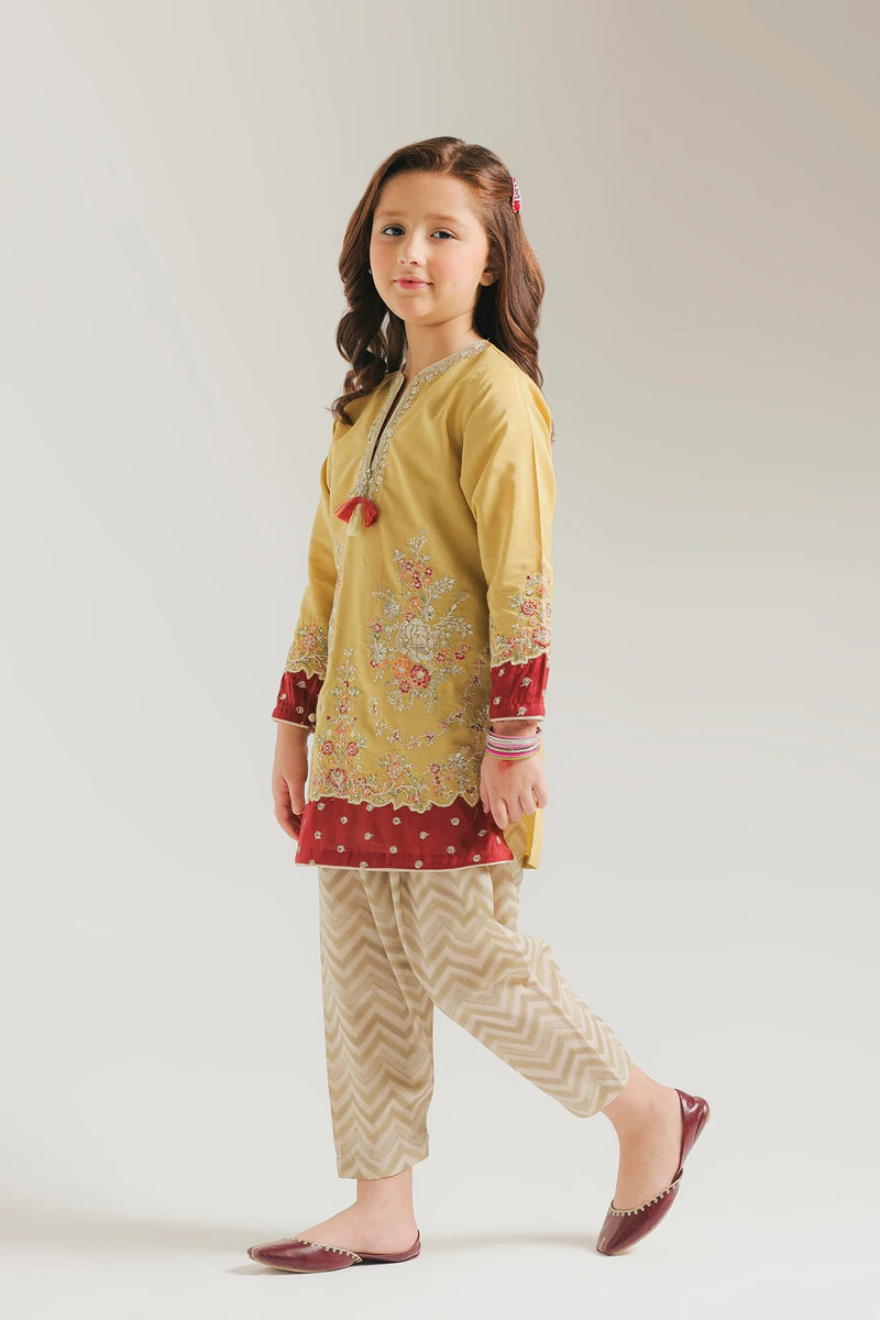 ETHNC Kids Embriodered suit-PALE YELLOW  (E0945404114)