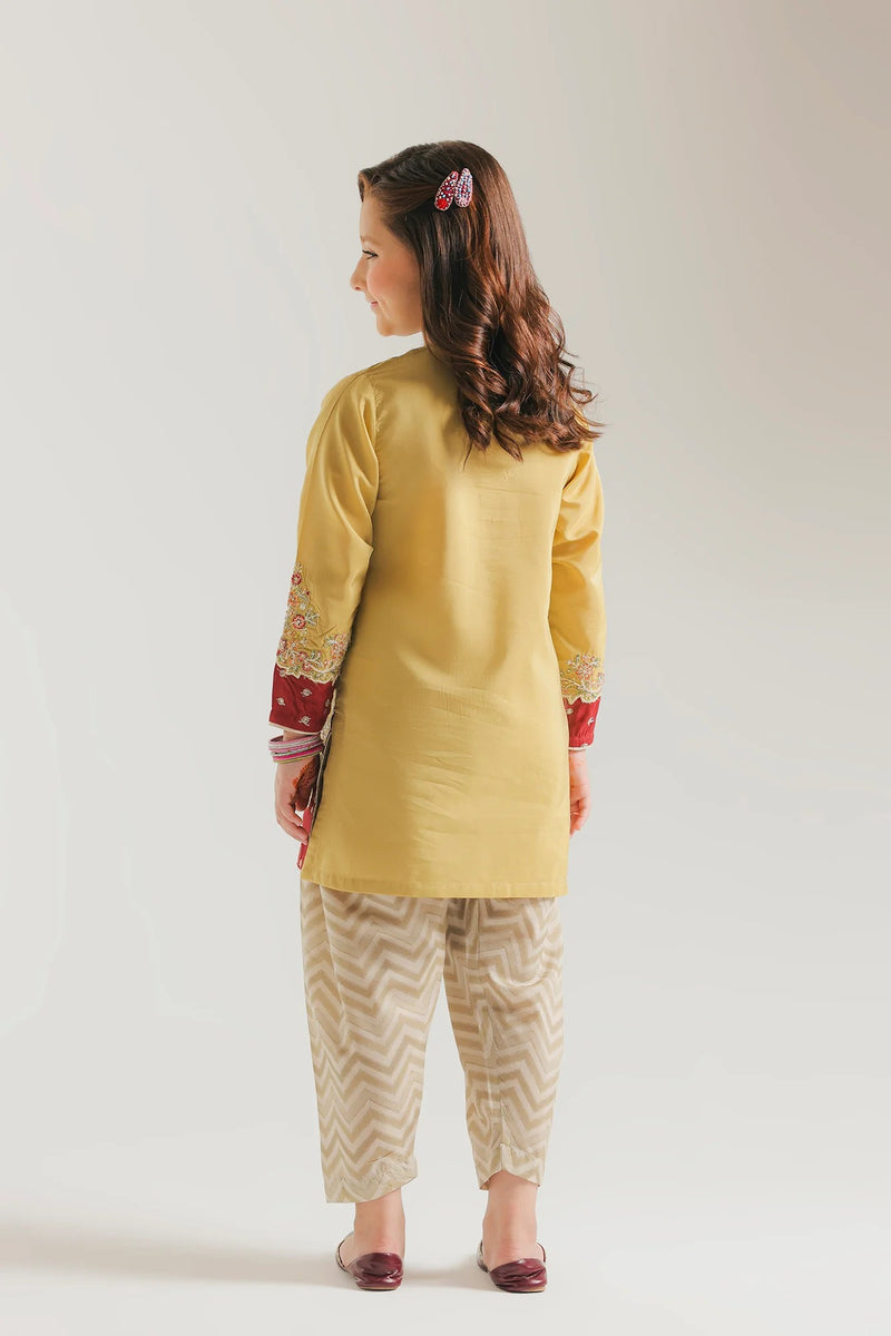 ETHNC Kids Embriodered suit-PALE YELLOW  (E0945404114)