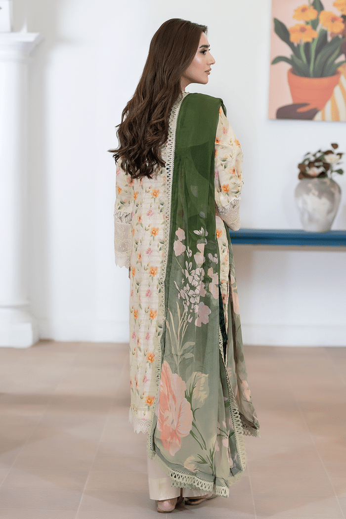 JOHRA NAQOOSH - JS - 181 - NQS (UNSTITCHED 3 pcs) - Peach Blush (Floral) - Bristy's Collection
