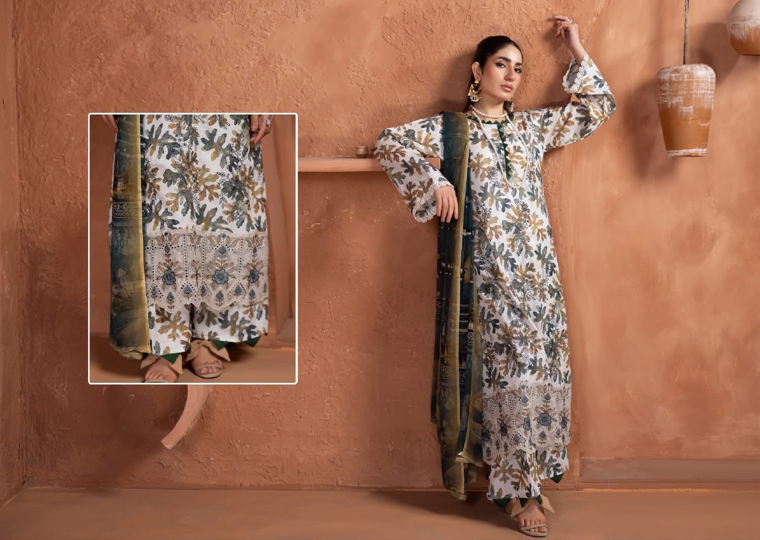 Prime Rose by Aalaya’s Summer Vol 01 ’26 | 3 PC UN - STITCHED | (SHIRT TROUSER & DUPPATA) Design - 04 (Green floral look) - Bristy's Collection