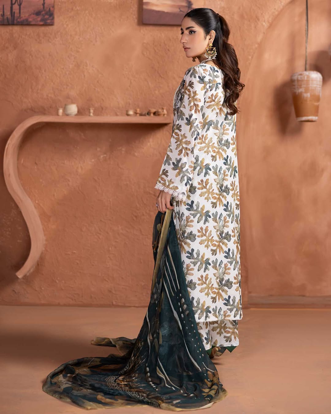 Prime Rose by Aalaya’s Summer Vol 01 ’26 | 3 PC UN - STITCHED | (SHIRT TROUSER & DUPPATA) Design - 04 (Green floral look) - Bristy's Collection