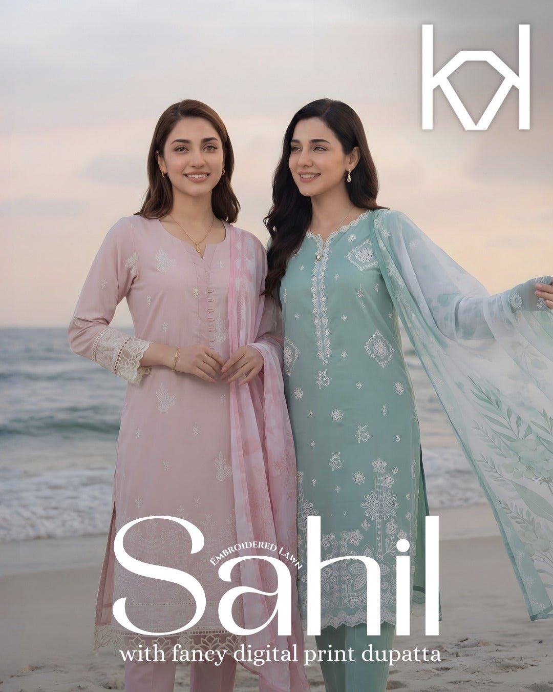 Sahil Embroidered Lawn By Tawakkal – Elegant Summer Collection 2026 (D - 2107 - Sahil) - Bristy's Collection