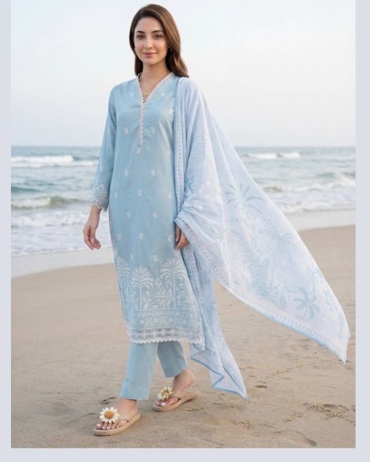 Sahil Embroidered Lawn By Tawakkal – Elegant Summer Collection 2026 (D - 2107 - Sahil) - Bristy's Collection