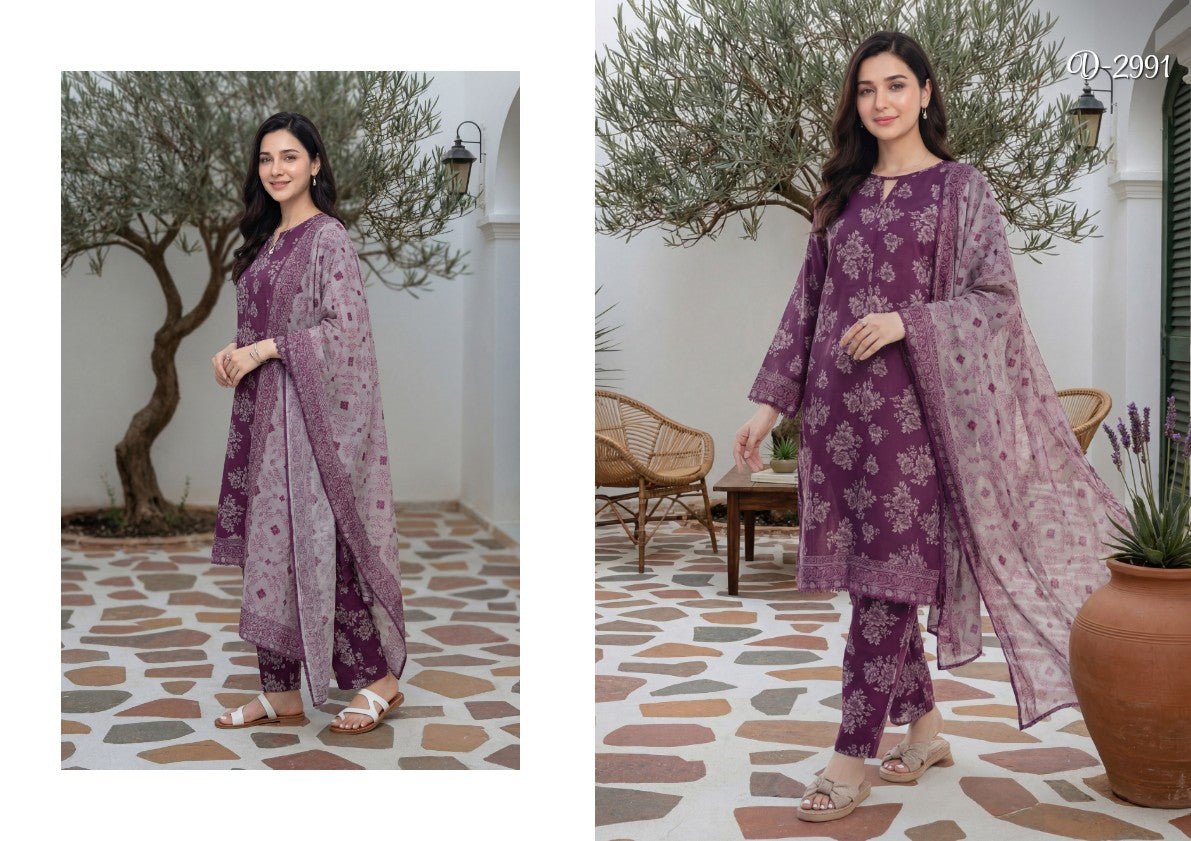 Tawakkal ARSHI STITCHED 3 Pieces (D - 2991 | Mulberry Rose) - Bristy's Collection