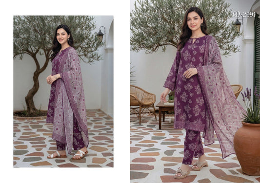 Tawakkal ARSHI STITCHED 3 Pieces (D - 2991 | Mulberry Rose) - Bristy's Collection
