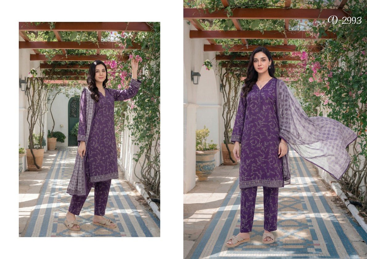 Tawakkal ARSHI STITCHED 3 Pieces (D - 2993 | Royal Plum Purple) - Bristy's Collection