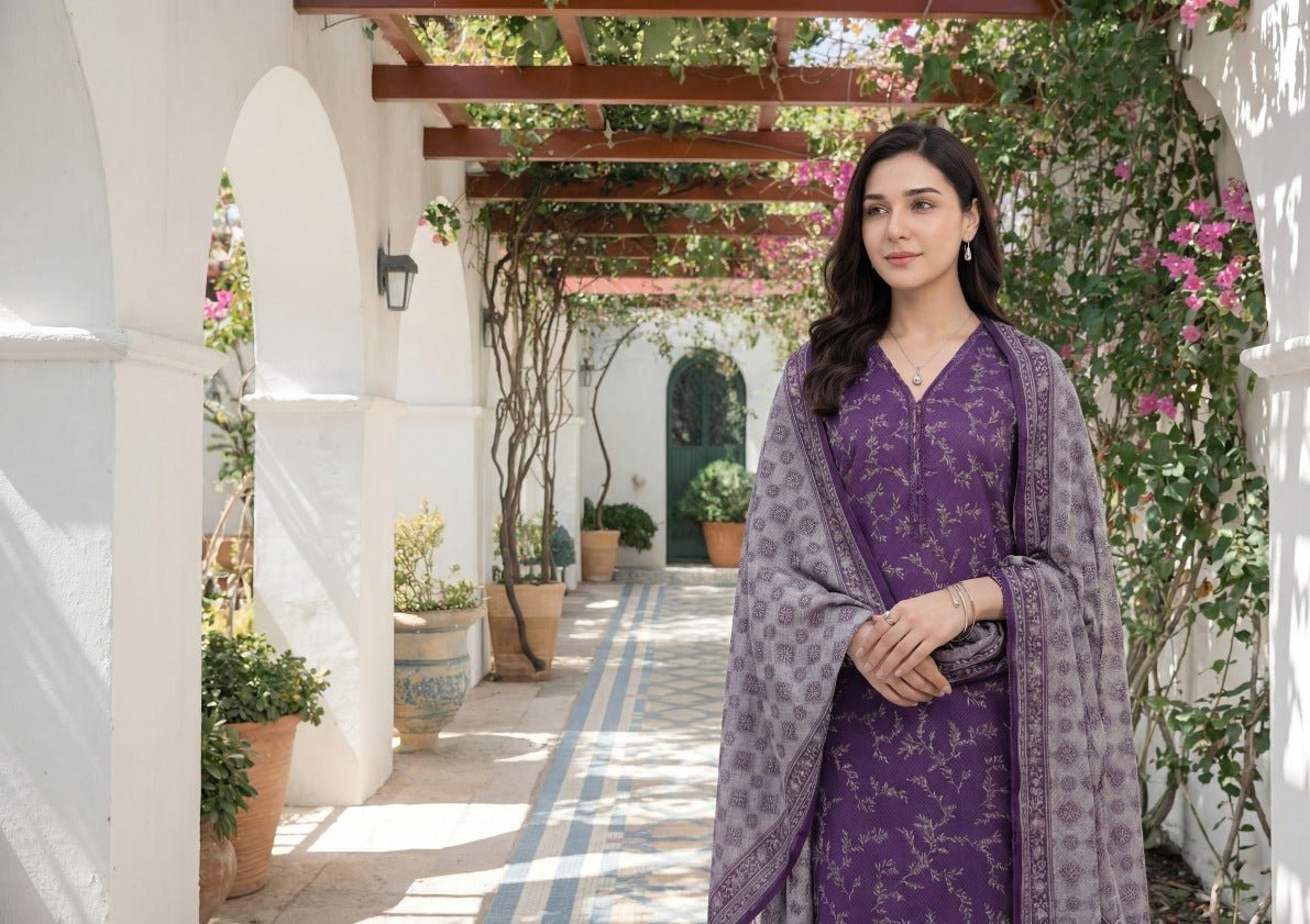 Tawakkal ARSHI STITCHED 3 Pieces (D - 2993 | Royal Plum Purple) - Bristy's Collection