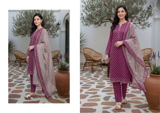 Tawakkal ARSHI STITCHED 3 Pieces (D - 2995 | Berry Wine - Bristy's Collection