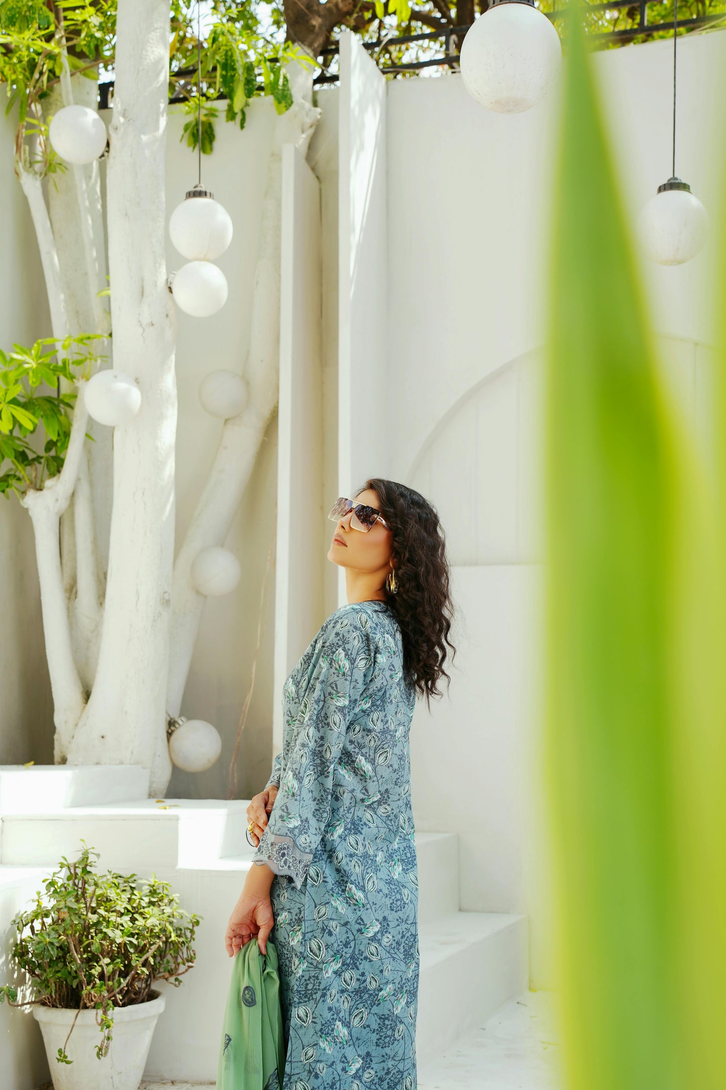 Un - stitched 3 - piece embroidered lawn By Gulzar Yousaf Volume 06 - code D/04(sage green) - Bristy's Collection