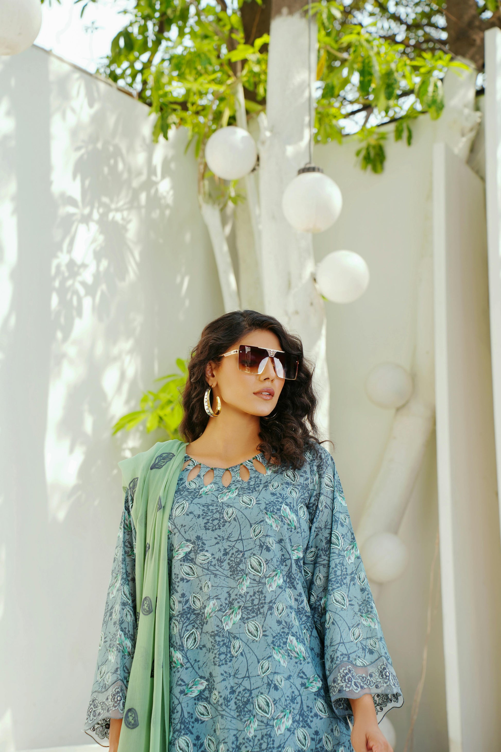 Un - stitched 3 - piece embroidered lawn By Gulzar Yousaf Volume 06 - code D/04(sage green) - Bristy's Collection