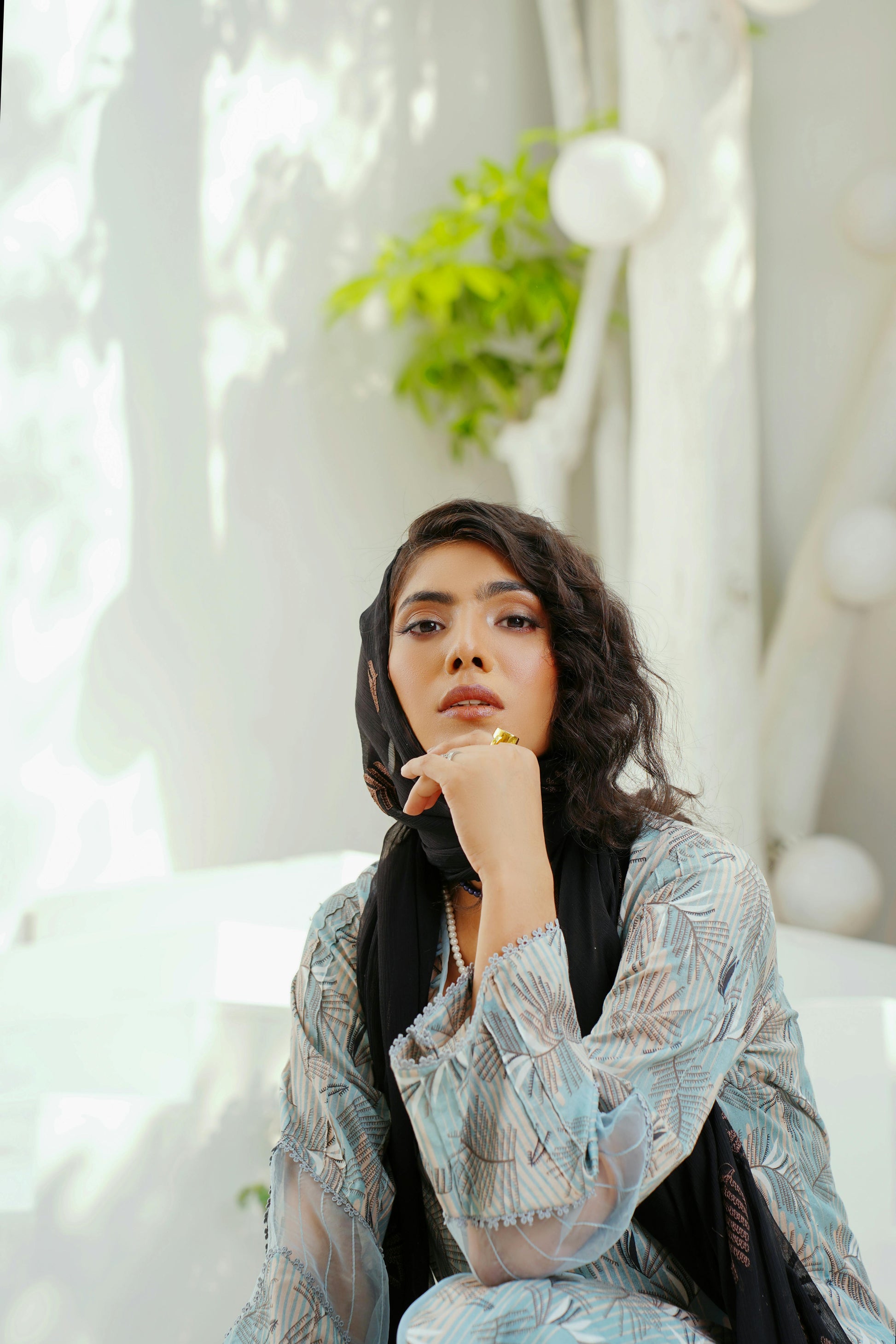 Un - stitched 3 - piece embroidered lawn By Gulzar Yousaf Volume 06 - code D/05(soft blue floral ) - Bristy's Collection
